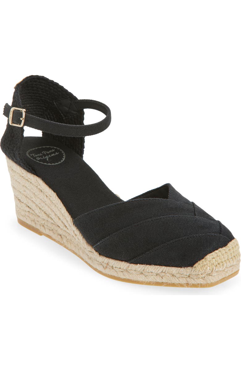 Toni Pons Clara Ankle Strap Espadrille Wedge, Main, color, Negre