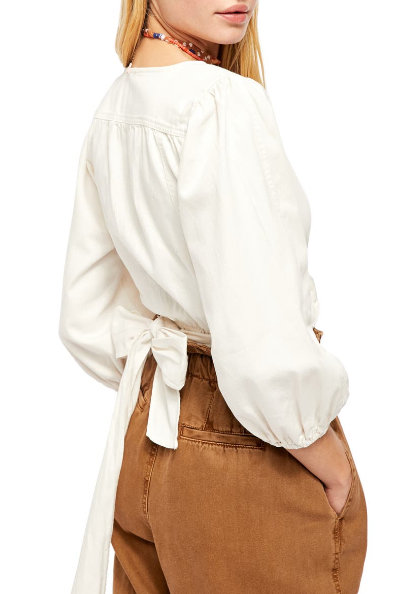 Sophie Crop Wrap Top, Alternate, color, WHITE