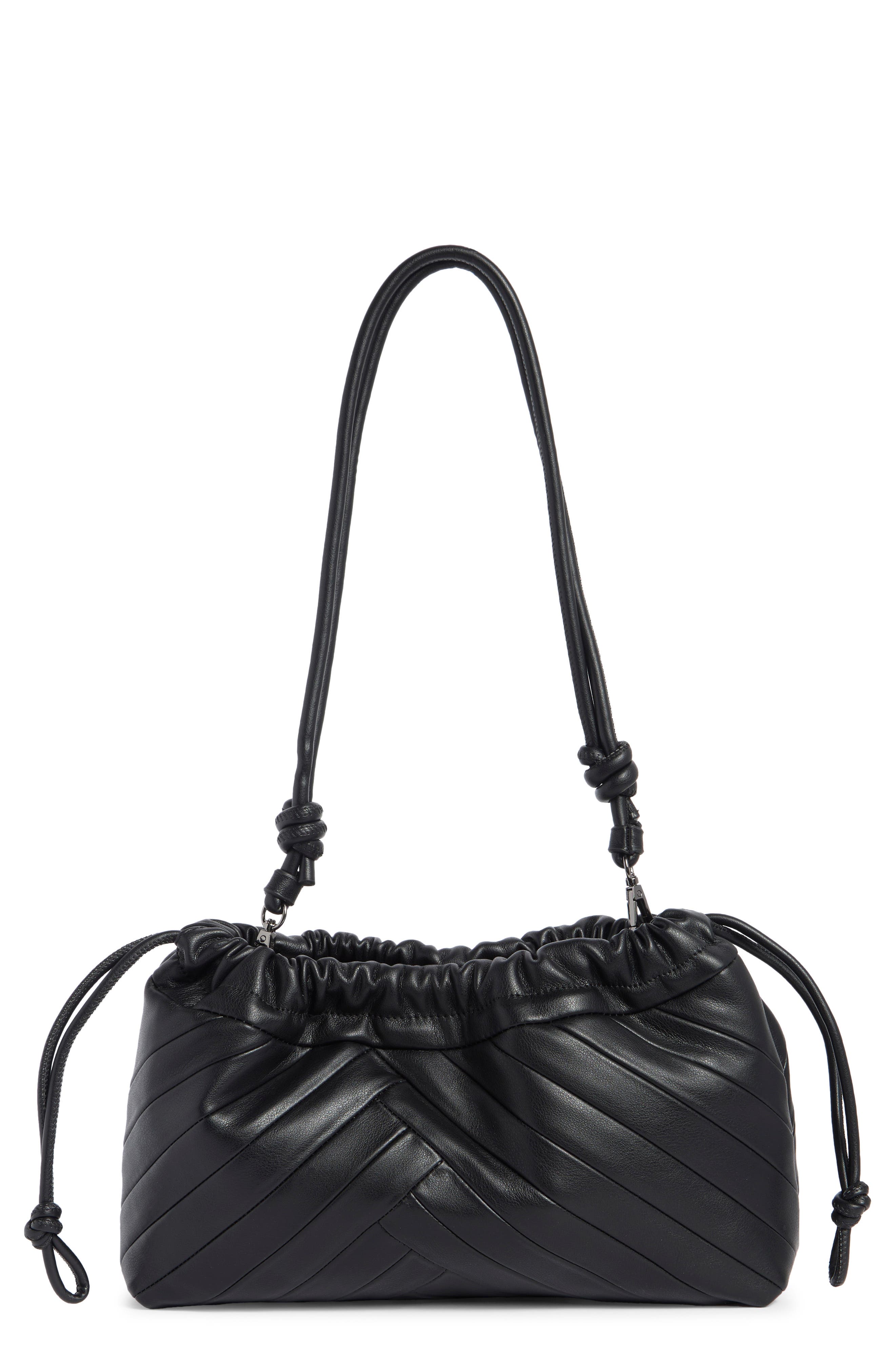 BCBG Drawstring Crossbody Bag, Main, color, Black
