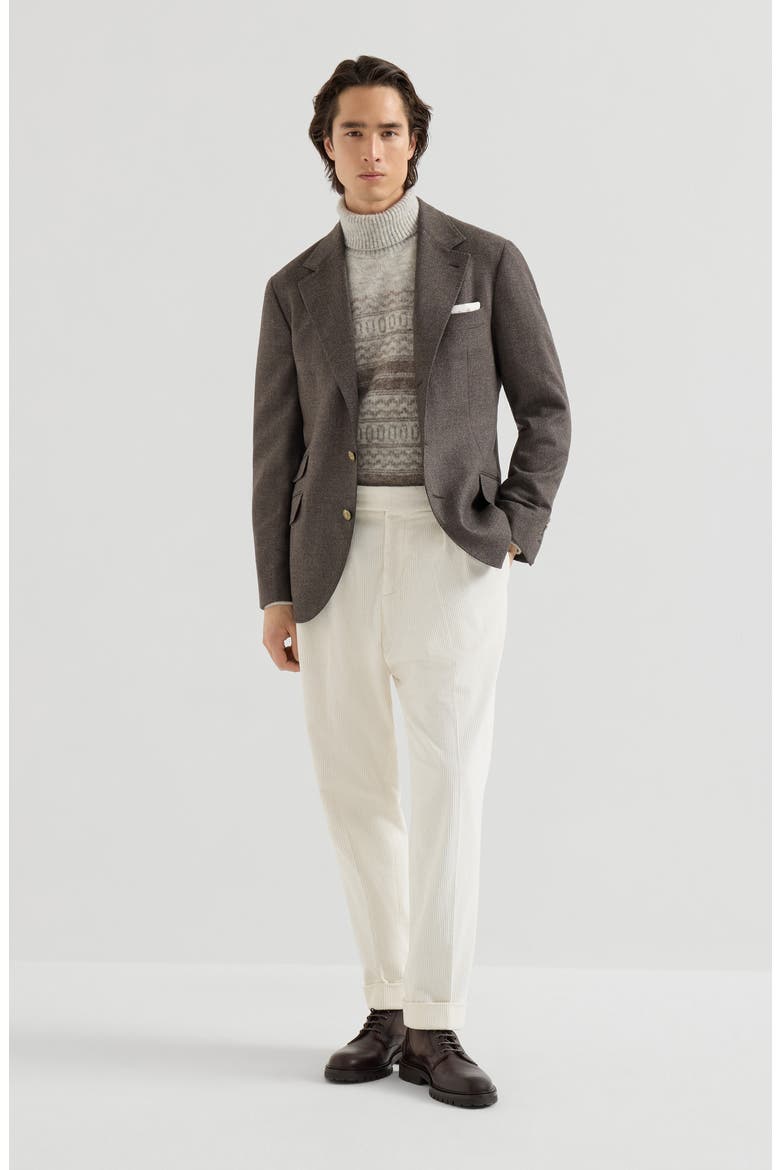 Mouliné virgin wool twill deconstructed Cavallo blazer, Alternate, color, Brown