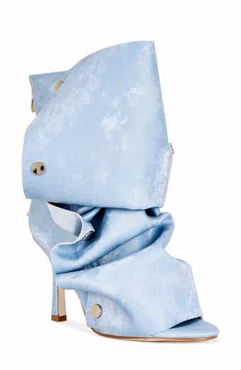 AZALEA WANG Birdsong Open Toe Denim Bootie