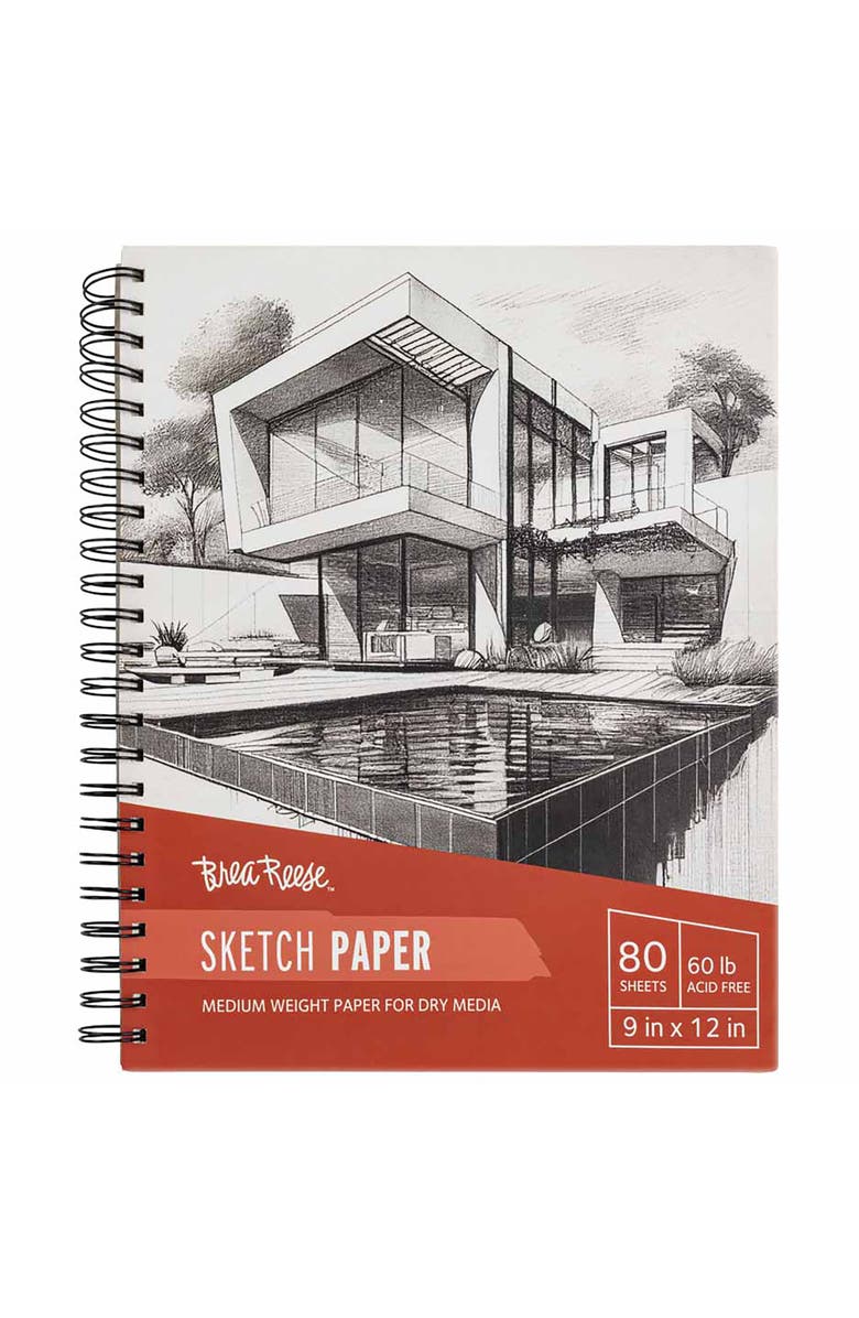Brea Reese Sketch Paper Pad Spiralbound 80 Sheets 9X12" 60 Lb, Main, color, Multicolored