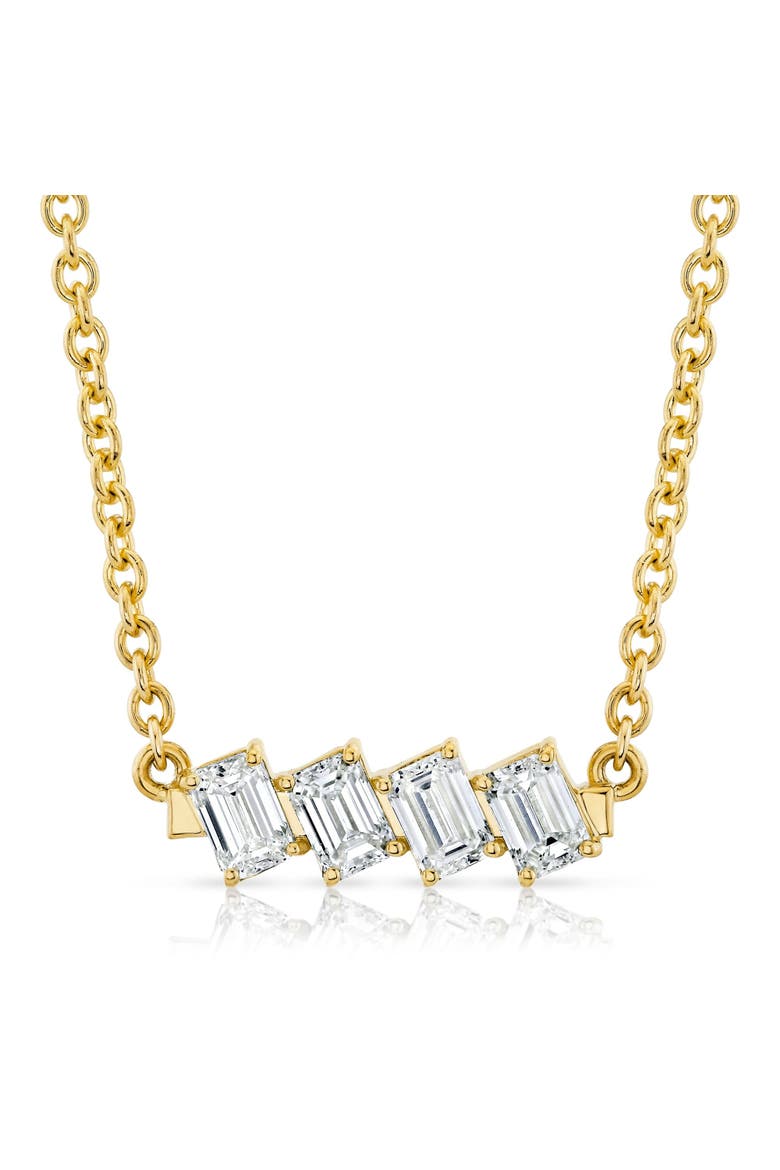 Mini Montage Emerald Cut Diamond Bar Necklace, Main, color, 18K Yellow Gold