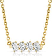 Michael M Mini Montage Emerald Cut Diamond Bar Necklace