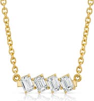 Michael M Mini Montage Emerald Cut Diamond Bar Necklace