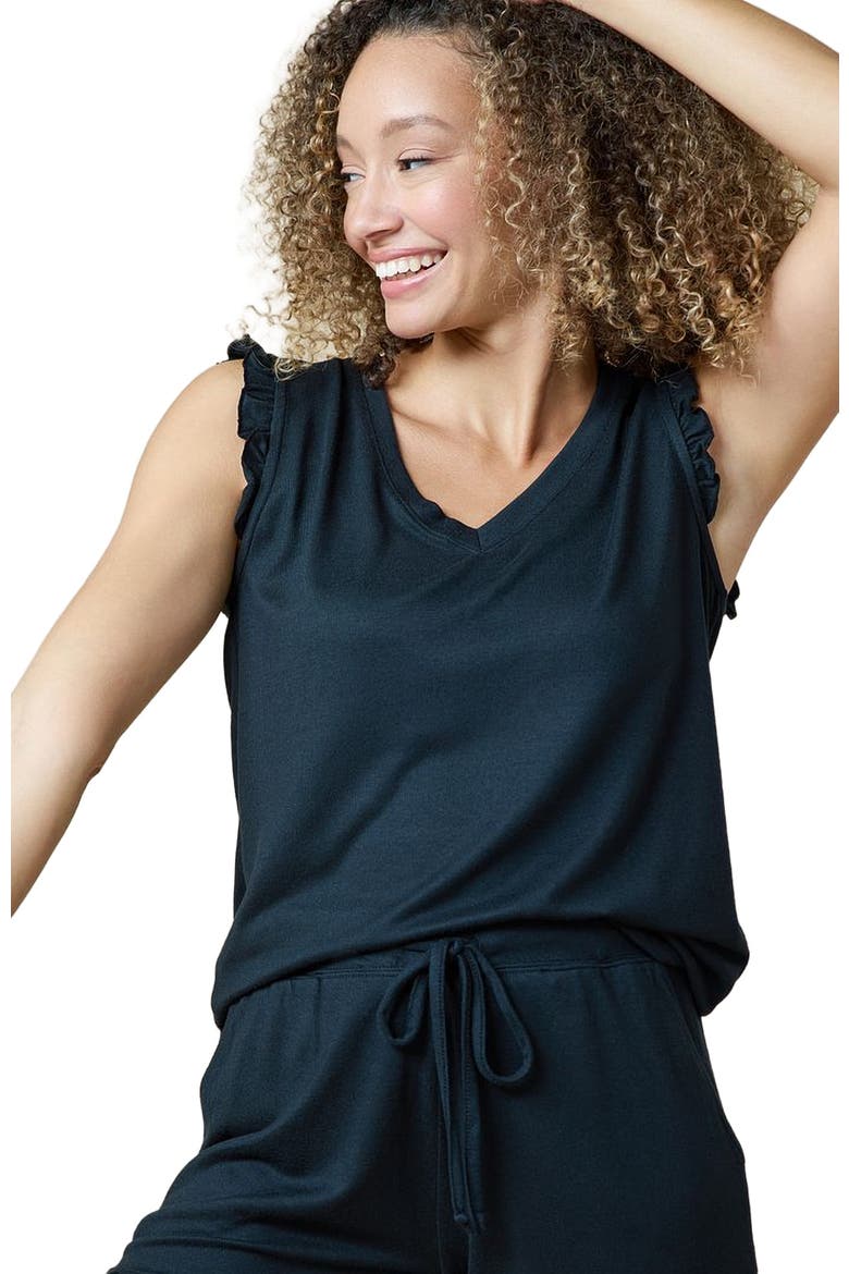Dream Ruffle Tank Top with Shorts Set, Alternate, color, Black