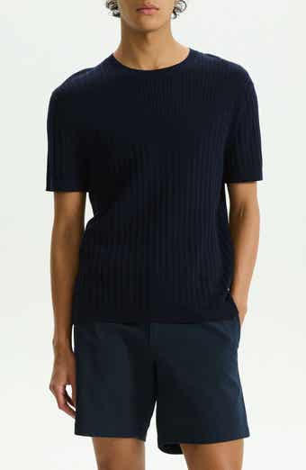 Theory Cable Short Sleeve Cotton Blend Sweater