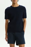 Theory Cable Short Sleeve Cotton Blend Sweater