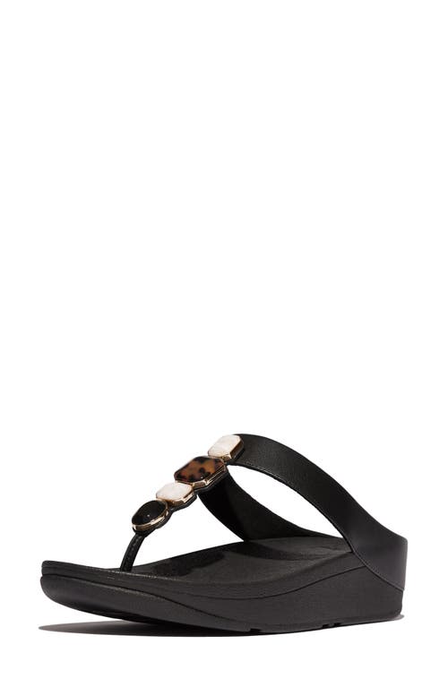 Fitflop Fino Multistone Flip Flop In All Black