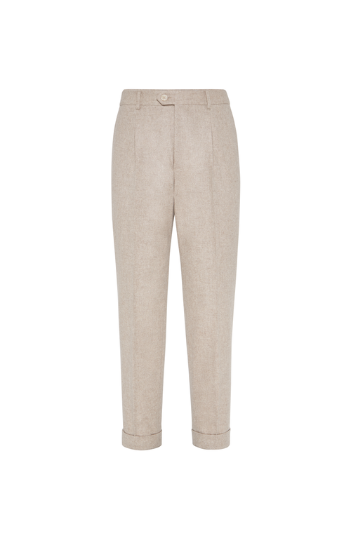 Brunello Cucinelli Leisure Fit Trousers With Pleats In Neutral