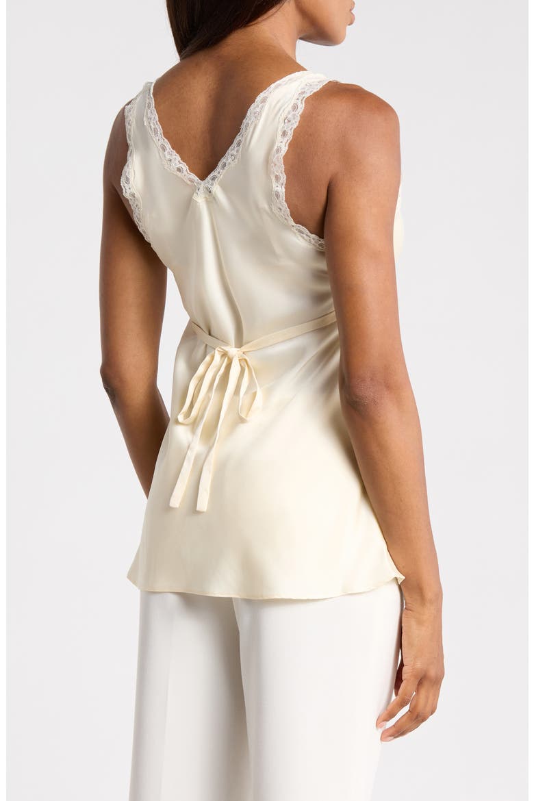 Lace Trim Deep V-Neck Top, Alternate, color, BONE