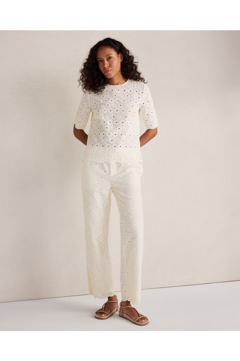 Organic Cotton Eyelet Pants, Main, color, Ivory
