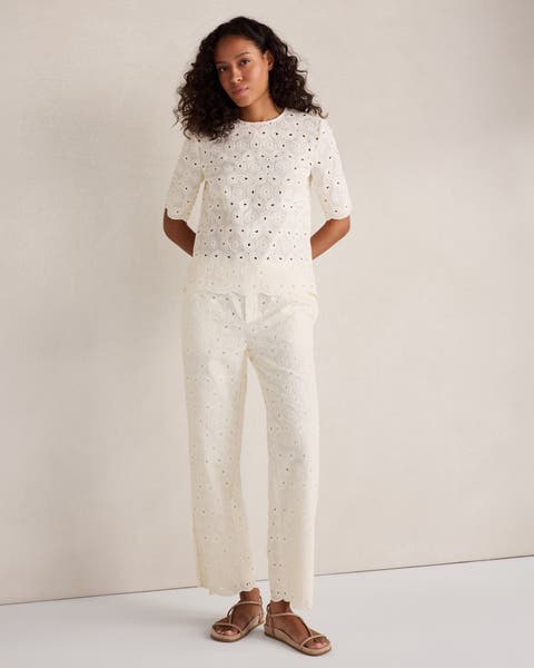 Organic Cotton Eyelet Pants