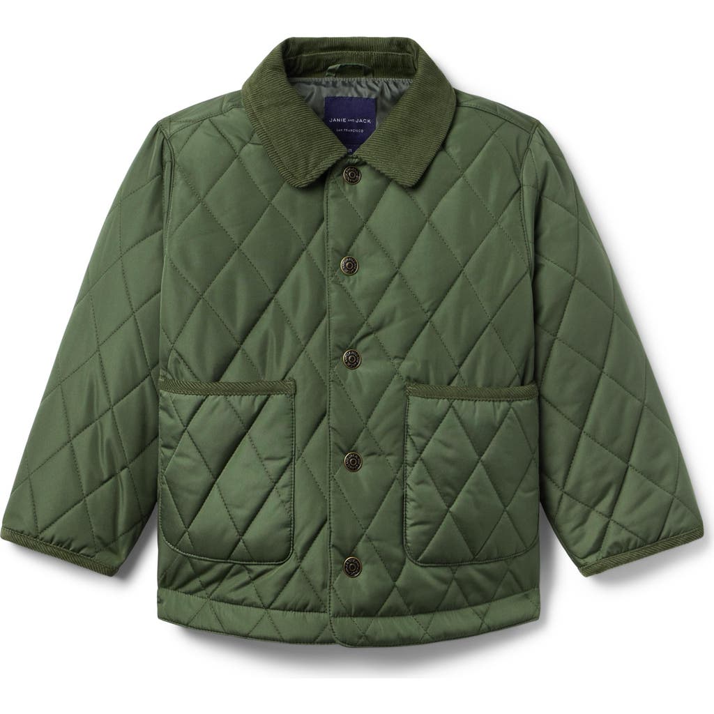 Janie And Jack The Quilted Barn Jacket In Green