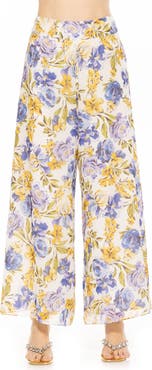 Alexia Admor Imogen Floral Chiffon Wide Leg Pants