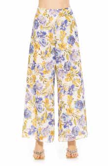 Alexia Admor Imogen Floral Chiffon Wide Leg Pants