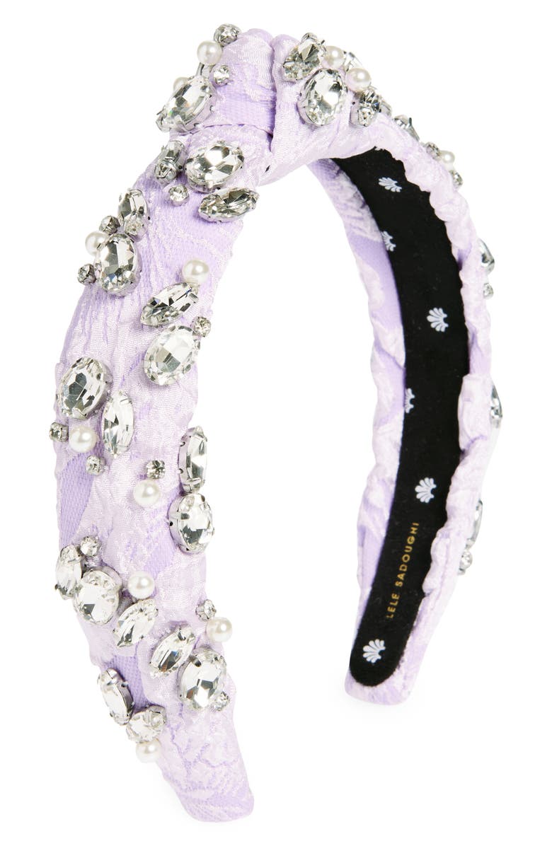 Lele Sadoughi Crystal Cluster Slim Knotted Headband, Main, color,