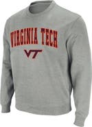 COLOSSEUM Men's Colosseum Heather Gray Virginia Tech Hokies Arch & Logo Crew Neck Sweatshirt