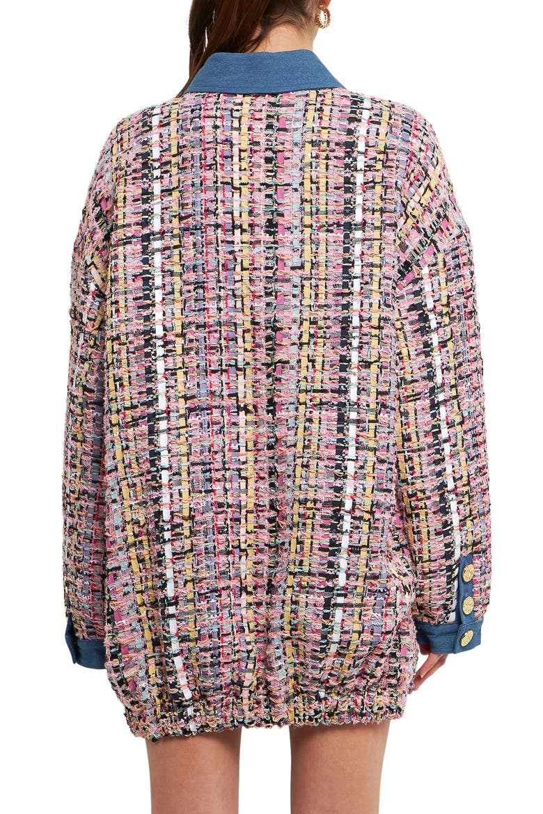 Tweed & Denim Oversize Shacket, Alternate, color, PINK MULTI