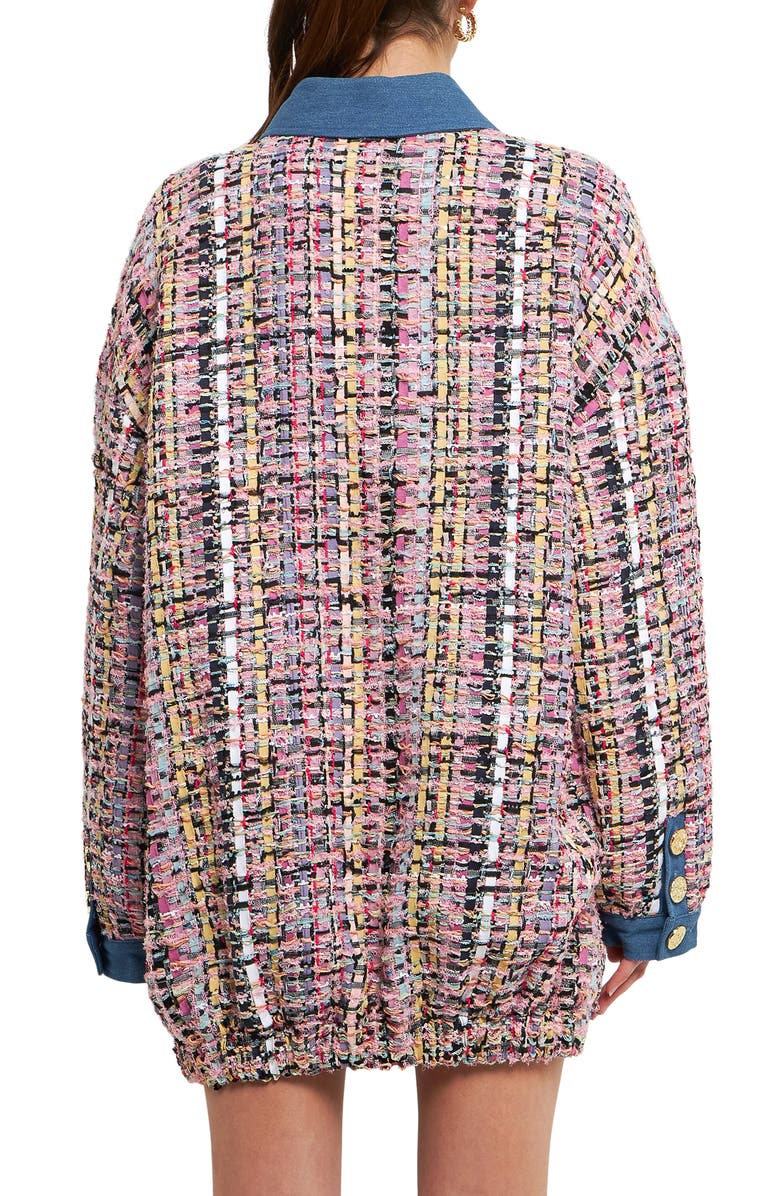 Endless Rose Tweed & Denim Oversize Shacket, Alternate, color, Pink Multi