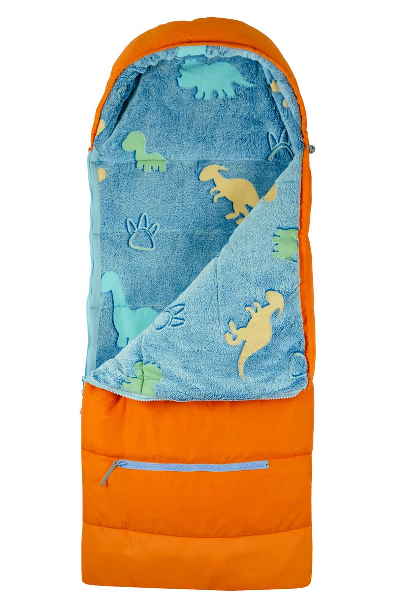 mimish Kids' Sleep-n-Pack Glow in the Dark Sleeping Bag Backpack, Alternate, color, Tangelo