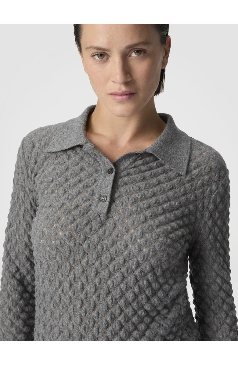Missoni Cashmere Polo With Lace Pattern, Alternate, color, Grey