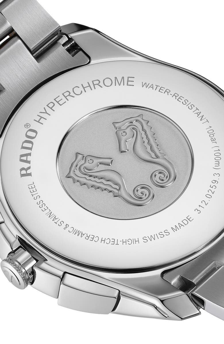 RADO Hyperchrome Chronograph Bracelet Watch, 45mm, Alternate, color, Black