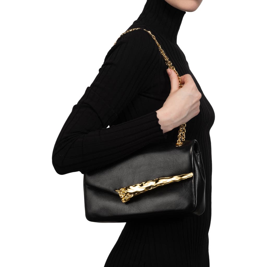 Alexis Bittar The Angular Leather Shoulder Bag In Black