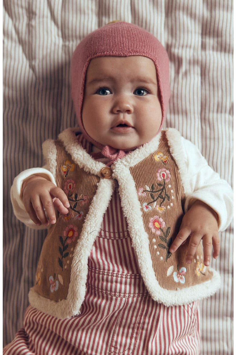 Kids' Embroidered Corduroy Gilet, Alternate, color, NEUTRAL EMBROIDERED
