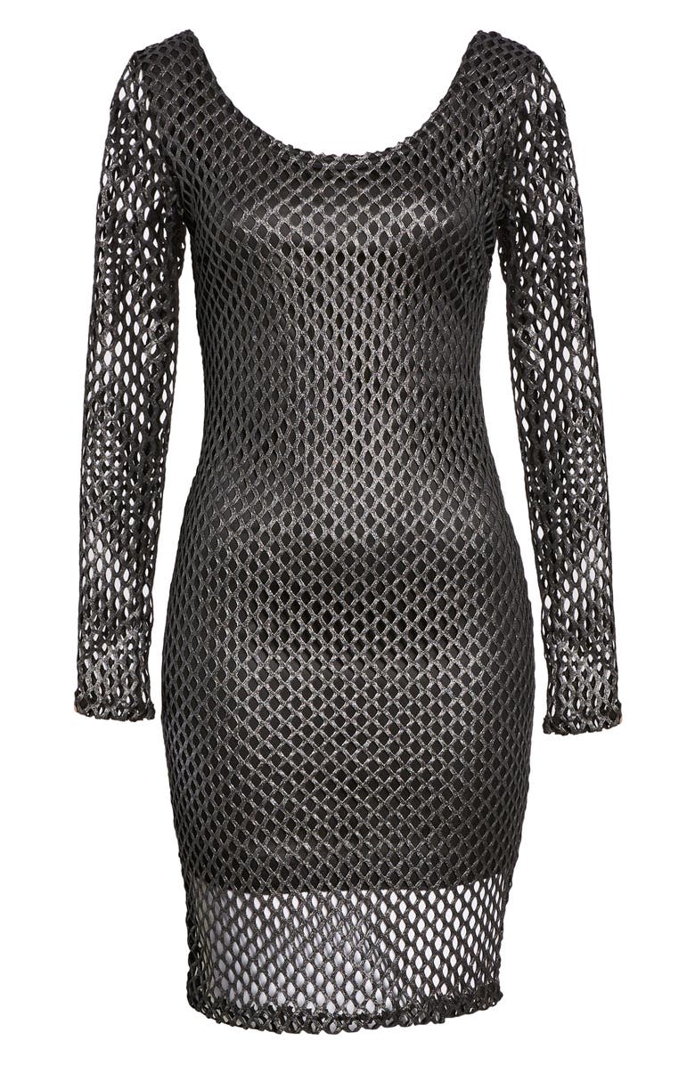 Sentimental NY Long Sleeve Mesh Body-Con Dress, Alternate, color, 