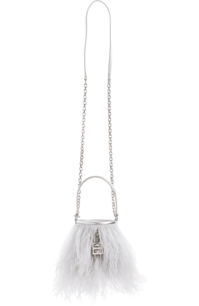 Givenchy Shark Lock Faux Feather Bucket Bag, Alternate, color,