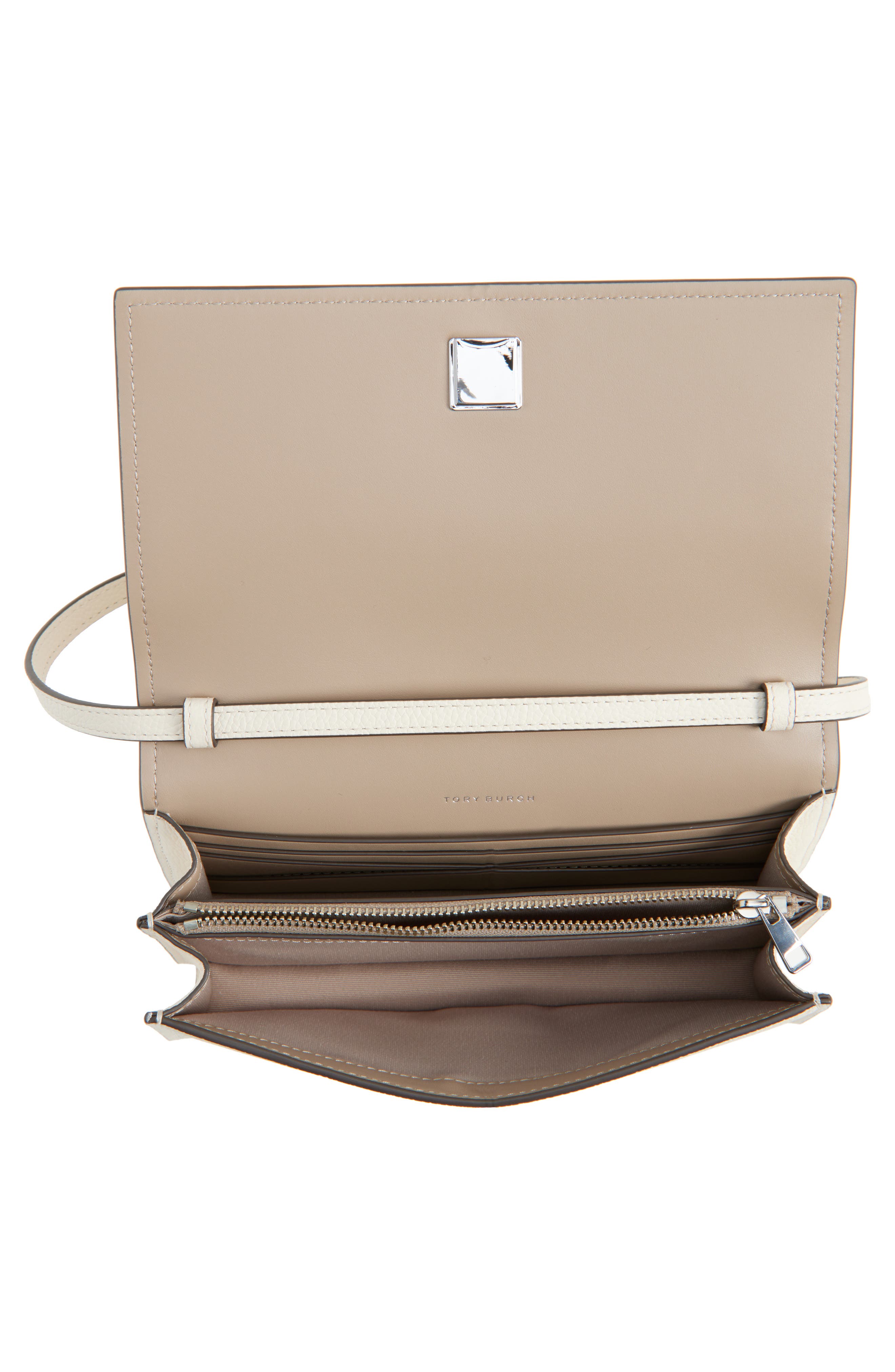 Tory Burch Perry Wallet Crossbody Bag, Alternate, color, Light Cream