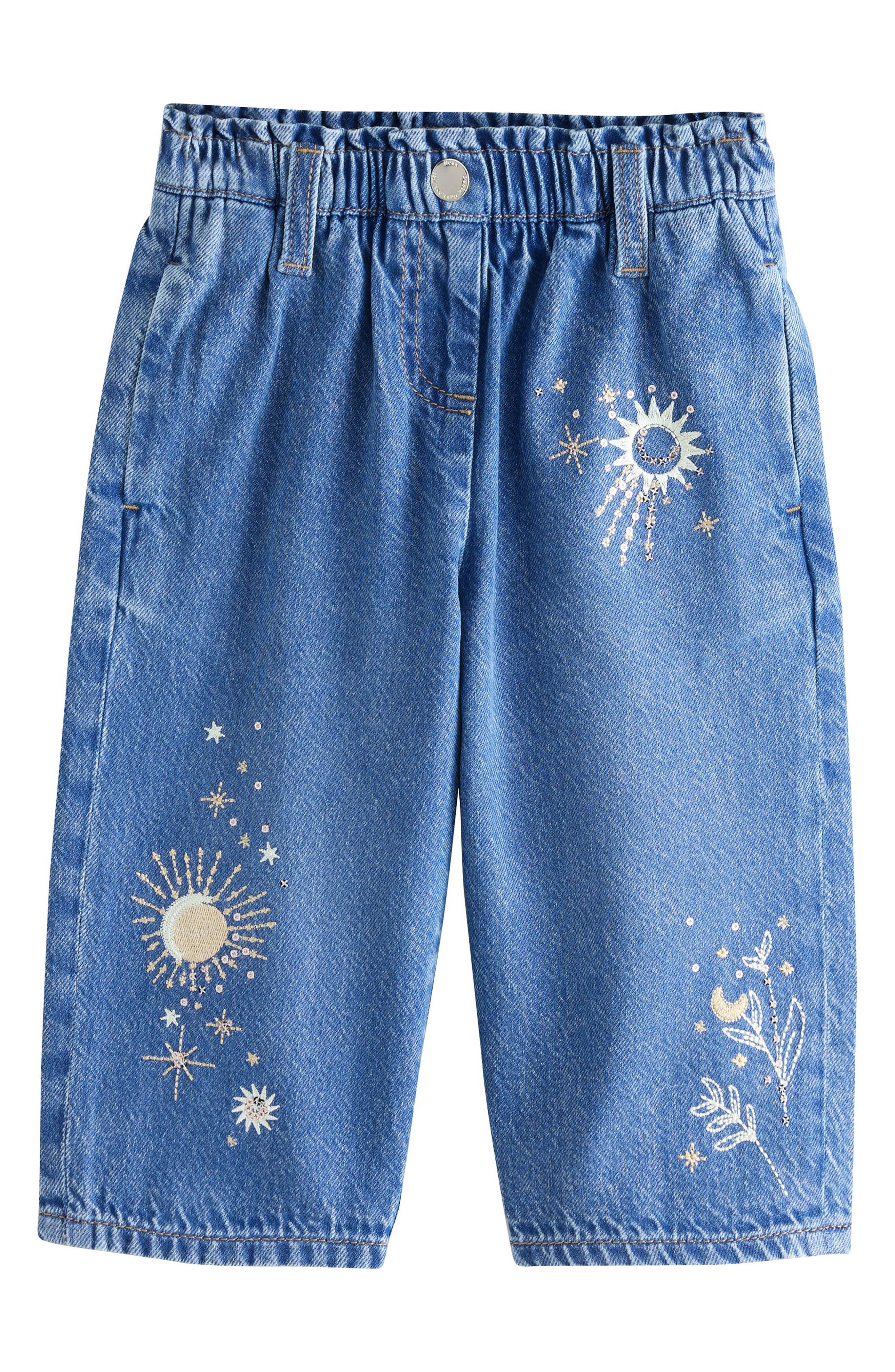 NEXT Kids' Celestial Crystal Embroidered Jeans