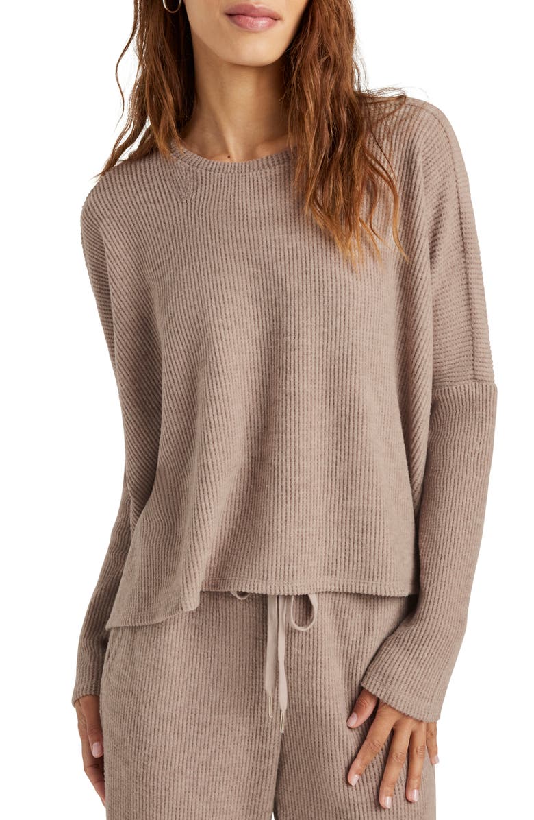 Splendid London Long Sleeve Lounge Top, Main, color, Tawny Heather