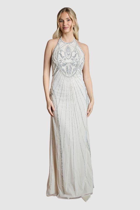 Embellished Halterneck Maxi Dress