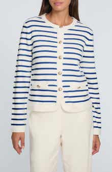 Elie Tahari The Makena Stripe Wool & Cashmere Cardigan