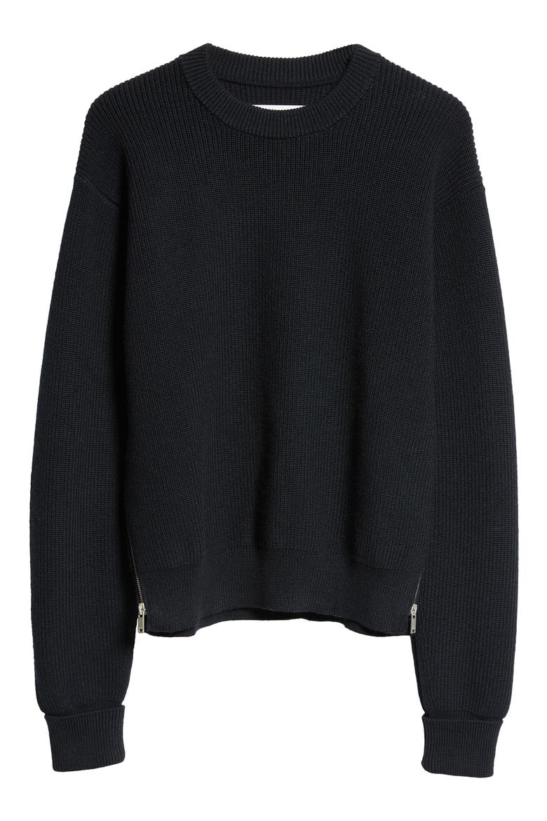 Side Zip Wool Sweater, Alternate, color, NAVY