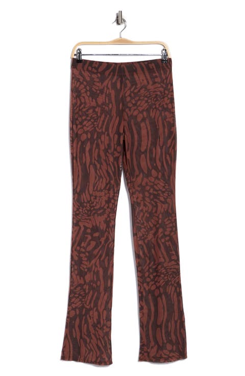 Animal Print Sheer Mesh Micro Bootcut Pants (Regular & Plus)