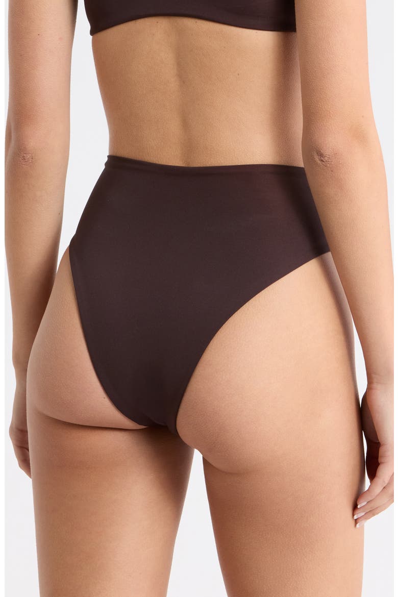 Hi Hi High Cut Cheeky Bikini Bottoms, Alternate, color, COLD BREW BROWN