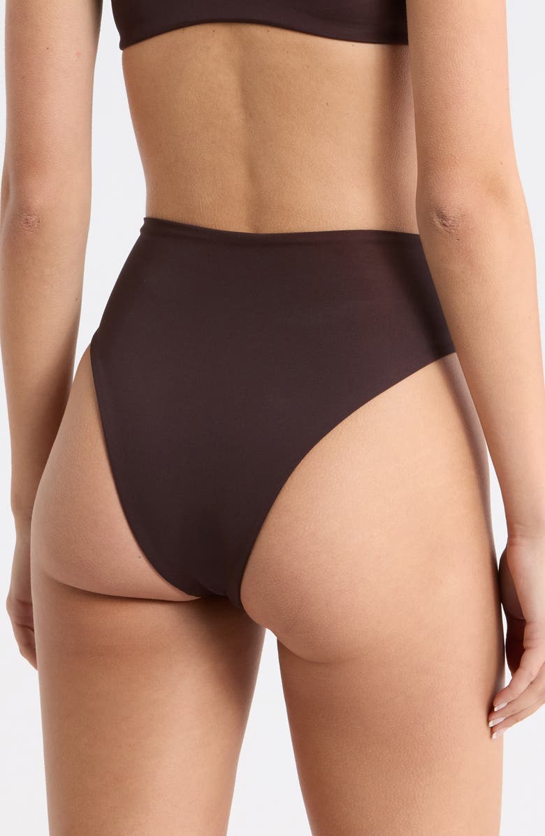 LEFT ON FRIDAY Hi Hi High Cut Cheeky Bikini Bottoms, Alternate, color, Cold Brew Brown