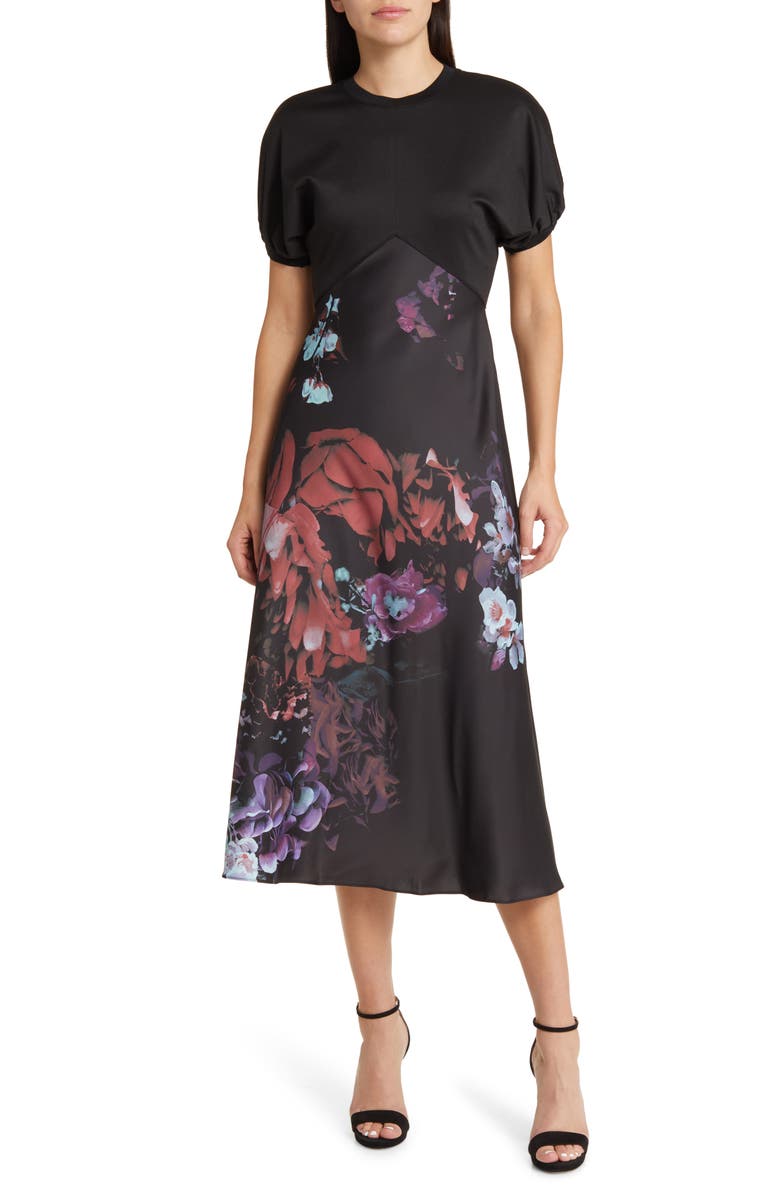 Ted Baker London Drewee Floral Mixed Media Dress, Main, color, 