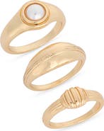 NORDSTROM RACK Set of 3 Faux Pearl Stackable Band Rings
