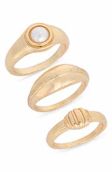 NORDSTROM RACK Set of 3 Faux Pearl Stackable Band Rings