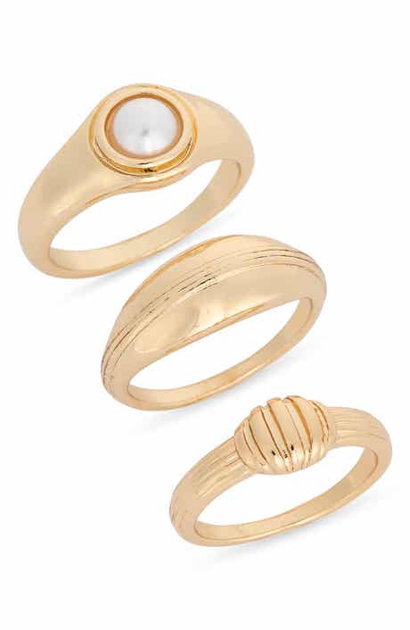 NORDSTROM RACK Set of 3 Faux Pearl Stackable Band Rings