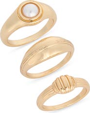 NORDSTROM RACK Set of 3 Faux Pearl Stackable Band Rings