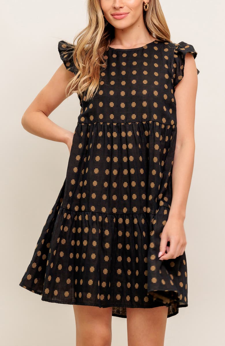 FLYING TOMATO Babydoll Minidress, Alternate, color, Black Brown