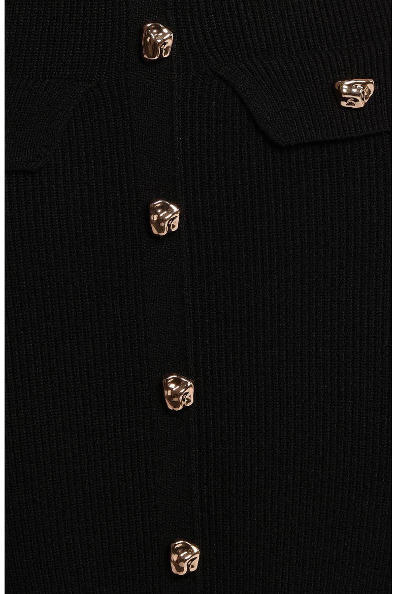 Sleeveless Rib Button-Up Sweater Midi Dress, Alternate, color, BLACK