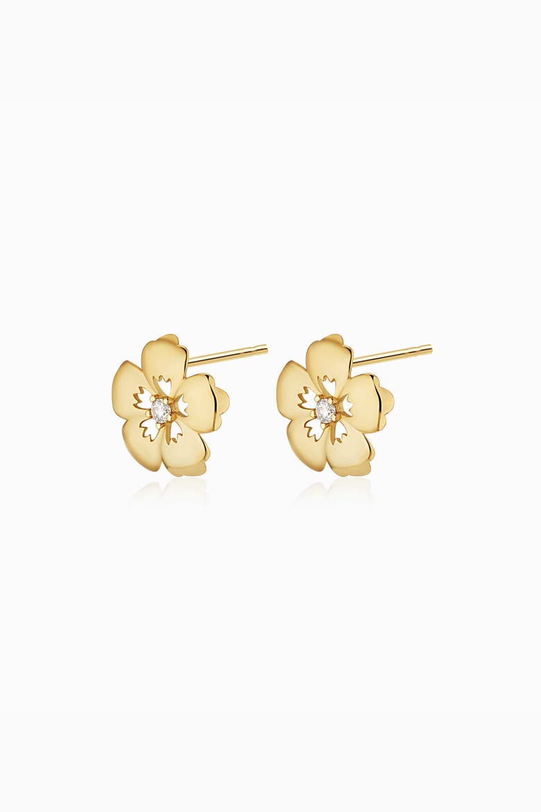 14K Yellow Gold Sakura Studs, Alternate, color, Yellow Gold