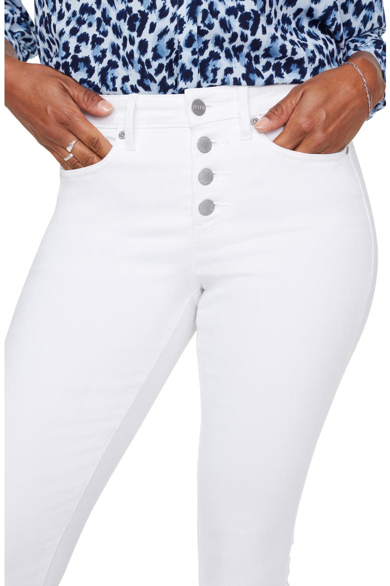Ami Exposed Button Stretch Ankle Jeans, Alternate, color, OPTIC WHITE