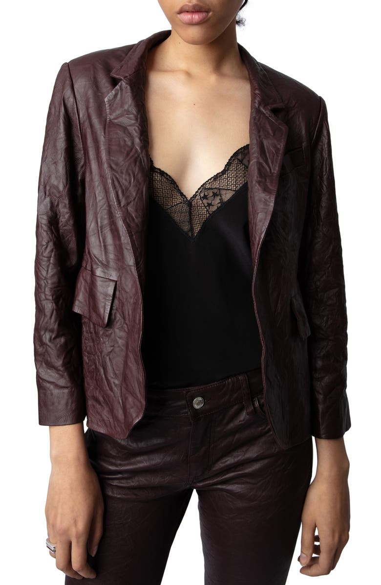 Zadig & Voltaire Verys Crumpled Leather Jacket, Main, color,
